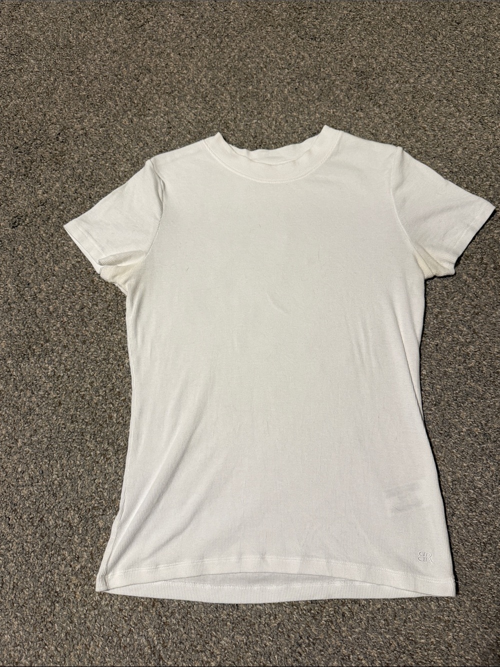 Banana Republic Women's White Ribbed Short Sleeve Crewneck Tee